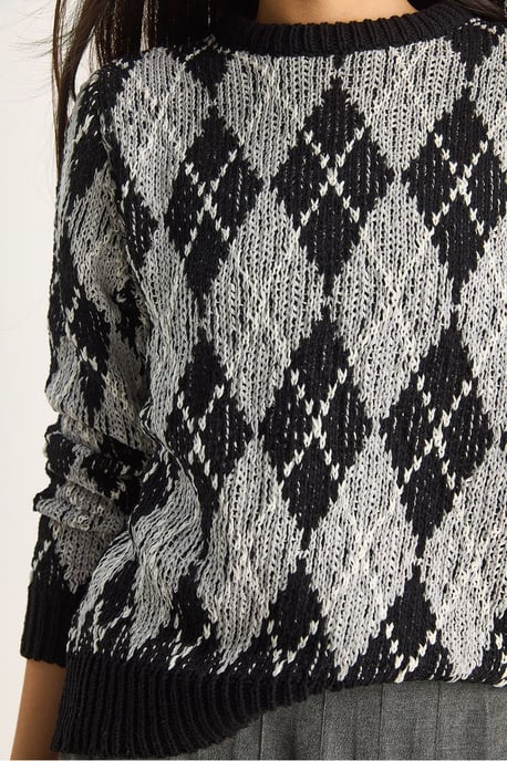 Damen Rundhals Strickpullover mit Rautenmuster - Image 6