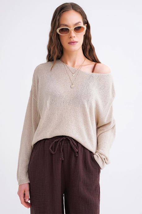 Übergroßer Bootsausschnitt-Strickpullover - Image 3