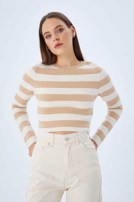 Gestreifter Strickpullover - Image 2