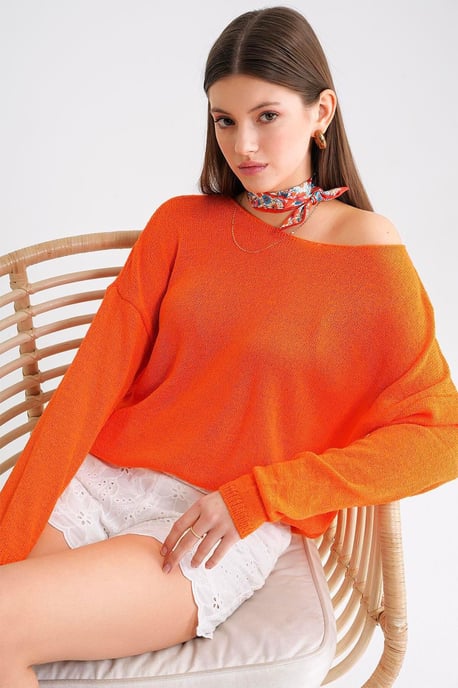 Übergroßer Bootsausschnitt-Strickpullover - Image 4
