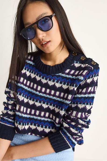 Ethnisch gemusterter Strickpullover - Image 4