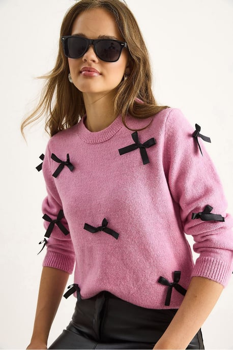 Pullover mit Schleifen-Details und Rundhalsausschnitt - Image 1