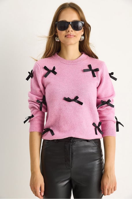 Pullover mit Schleifen-Details und Rundhalsausschnitt - Image 4