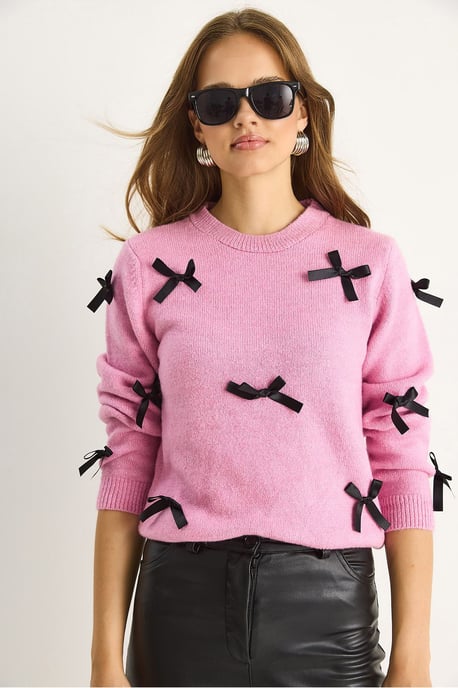 Pullover mit Schleifen-Details und Rundhalsausschnitt - Image 6