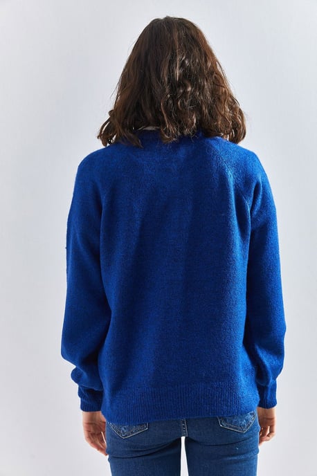 Knopfkragen Lässig Sitzender Strickpullover - Image 3