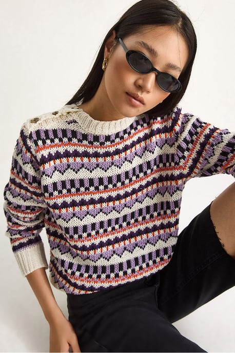 Ethnisch gemusterter gestrickter Pullover - Image 1
