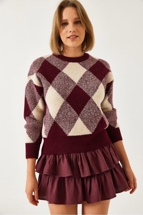 Geometrischer Ripp-Strickpullover mit Rundhalsausschnitt - Image 4