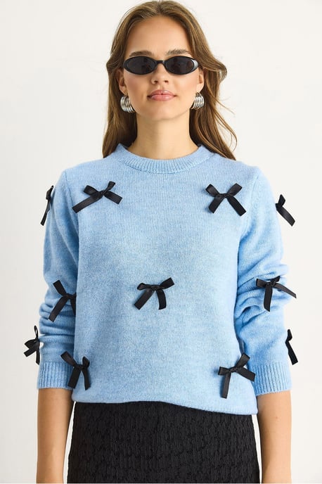 Pullover mit Schleifen-Details und Rundhalsausschnitt - Image 5