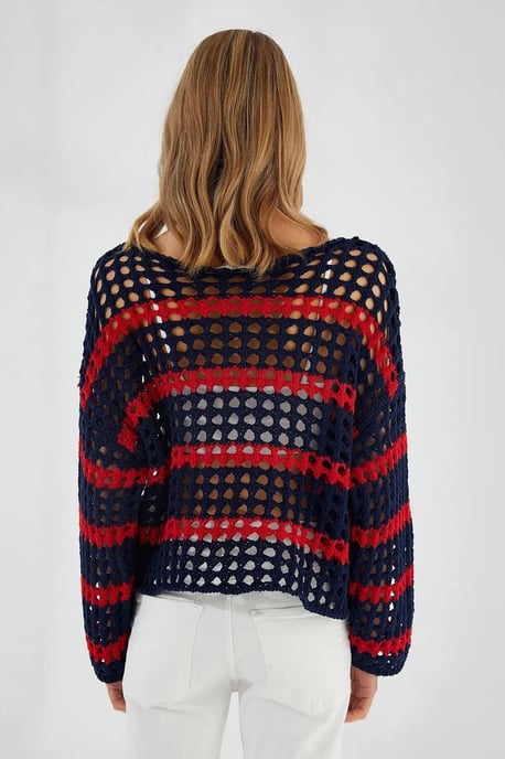 Dicker strukturierter gestreifter Oversize-Strickpullover - Image 6
