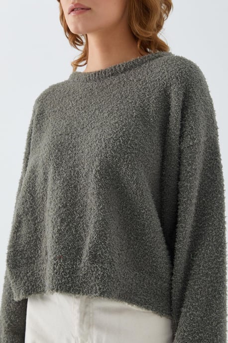 Plüschstrukturierter kurz geschnittener Strickpullover - Image 4
