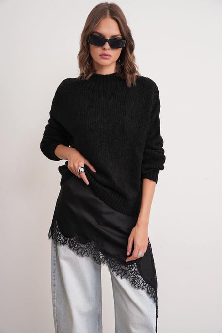 Lässiger Pullover mit Rundhalsausschnitt aus dickem Strick - Image 1