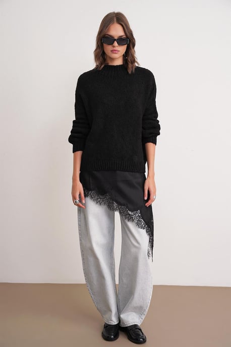Lässiger Pullover mit Rundhalsausschnitt aus dickem Strick - Image 2