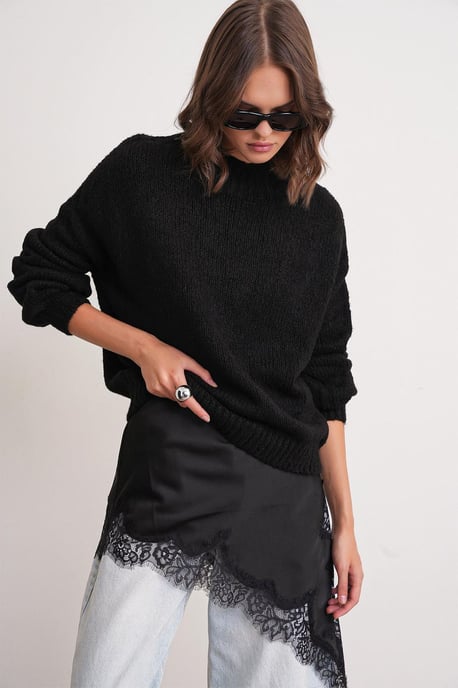 Lässiger Pullover mit Rundhalsausschnitt aus dickem Strick - Image 3