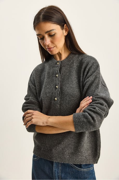 Knopfkragen Strickpullover - Image 3