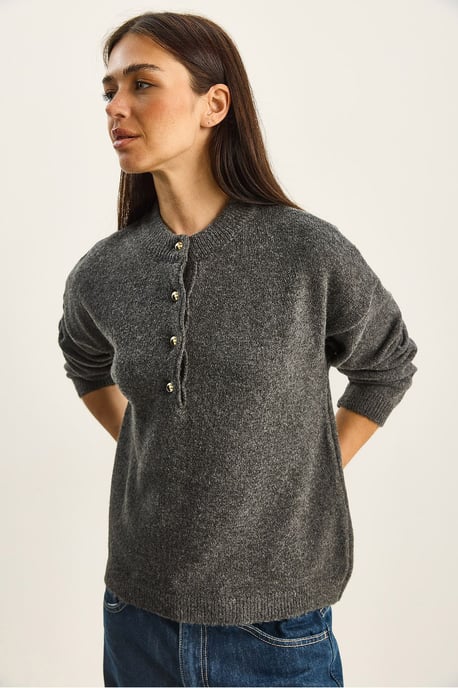 Knopfkragen Strickpullover - Image 4