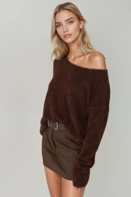 Weicher Texturierter Bootsausschnitt Strickpullover - Image 2