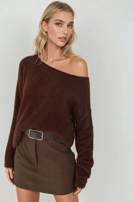 Weicher Texturierter Bootsausschnitt Strickpullover - Image 5