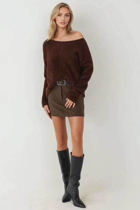 Weicher Texturierter Bootsausschnitt Strickpullover - Image 6