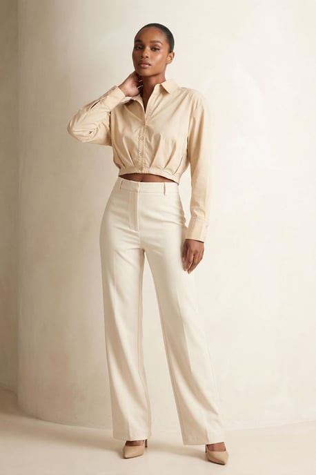 Lässiges Button-Up Crop-Shirt - Image 2
