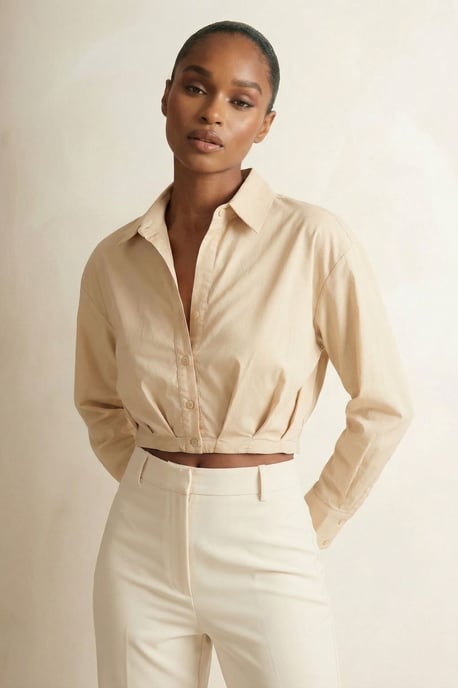 Lässiges Button-Up Crop-Shirt - Image 3