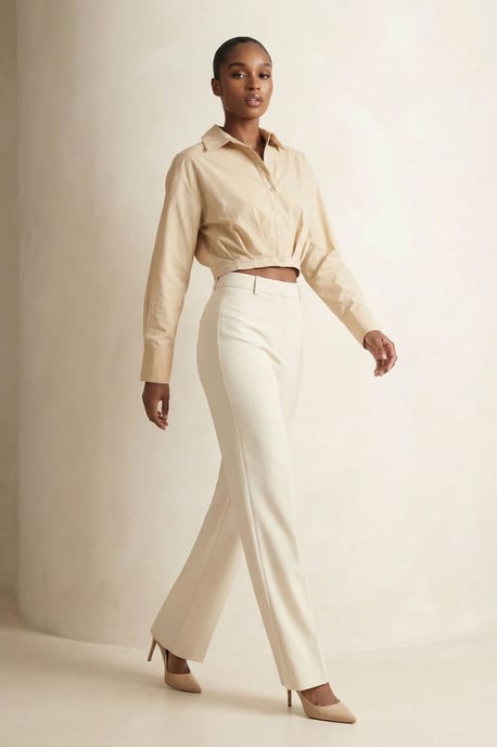 Lässiges Button-Up Crop-Shirt - Image 4