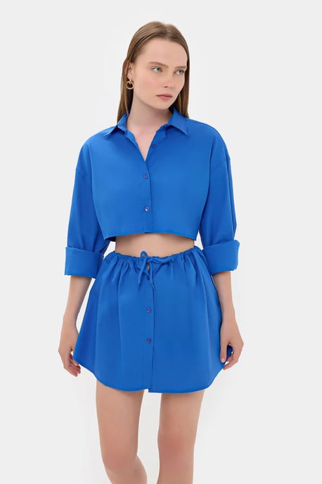 Lockere Ärmel Oversized Crop Shirt - Image 3