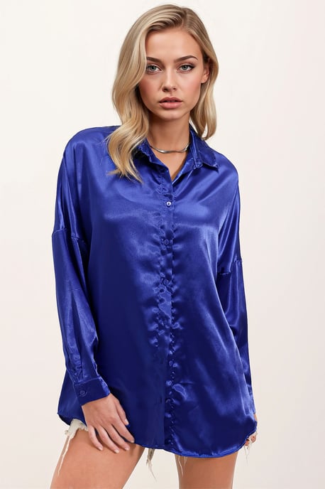 Übergroßes Satin Hemd mit Knopfleiste - Image 4