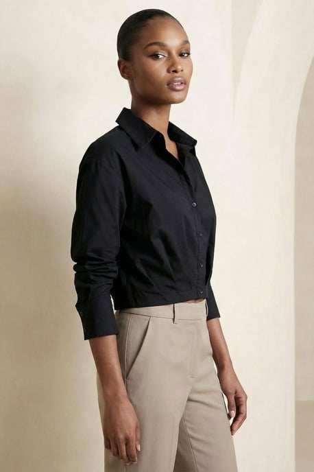 Lässiges Button-Up Crop-Shirt - Image 3