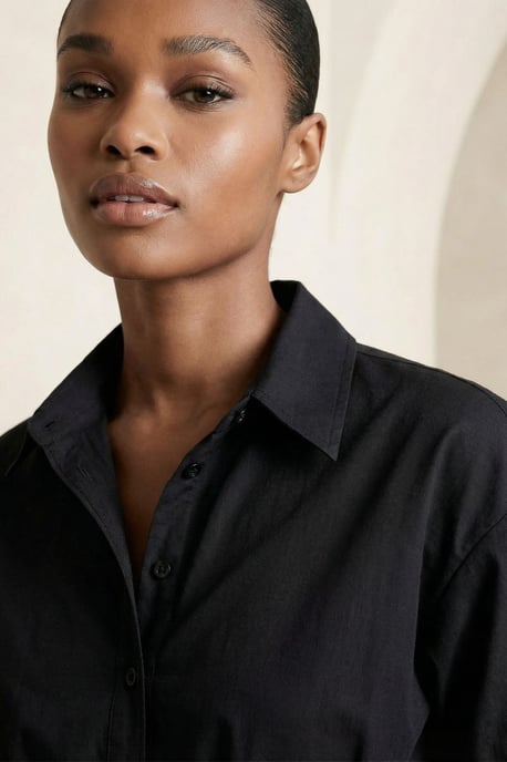 Lässiges Button-Up Crop-Shirt - Image 4