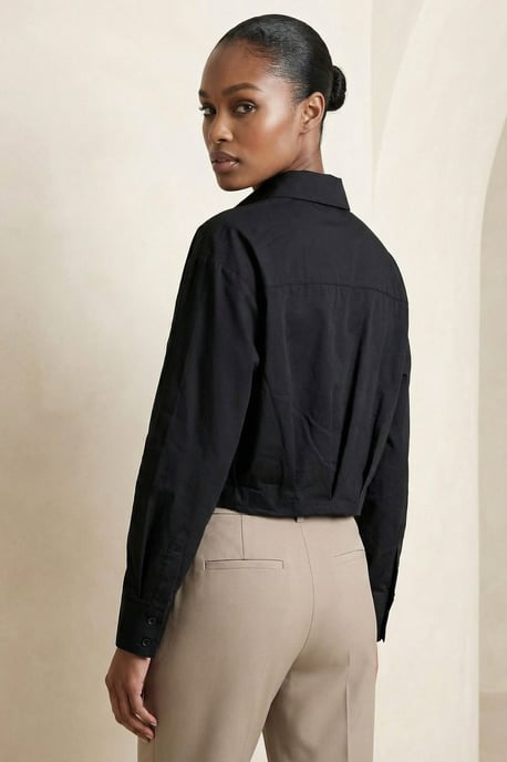 Lässiges Button-Up Crop-Shirt - Image 5