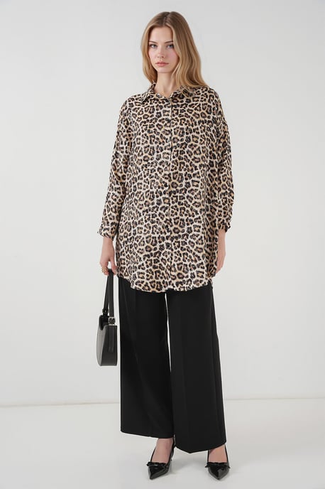 Leopardenmuster Langarmhemd mit Knopfleiste - Image 2