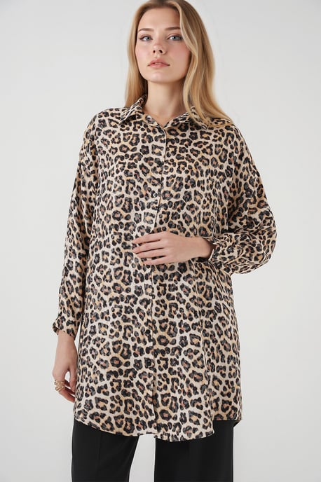 Leopardenmuster Langarmhemd mit Knopfleiste - Image 4