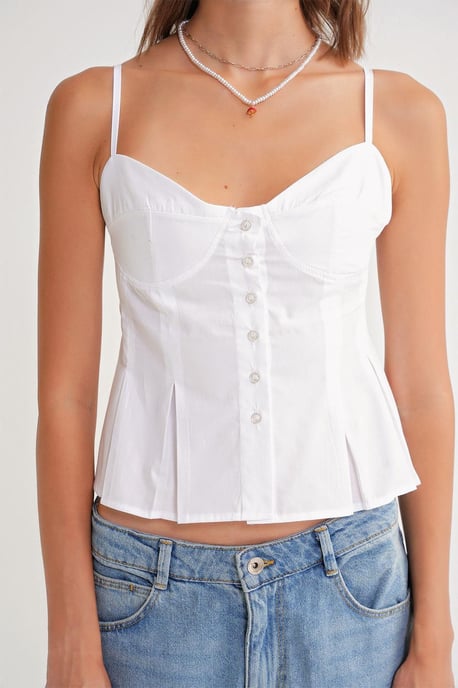 Herzchen-Ausschnitt Knopf-Front Peplum Cami Top - Image 6
