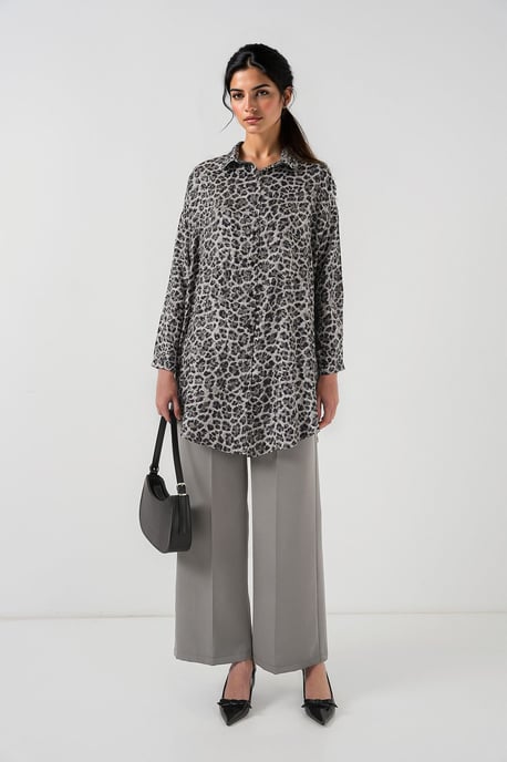 Leopardenmuster Langarm Button-Up Hemd - Image 2
