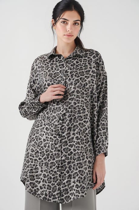 Leopardenmuster Langarm Button-Up Hemd - Image 3