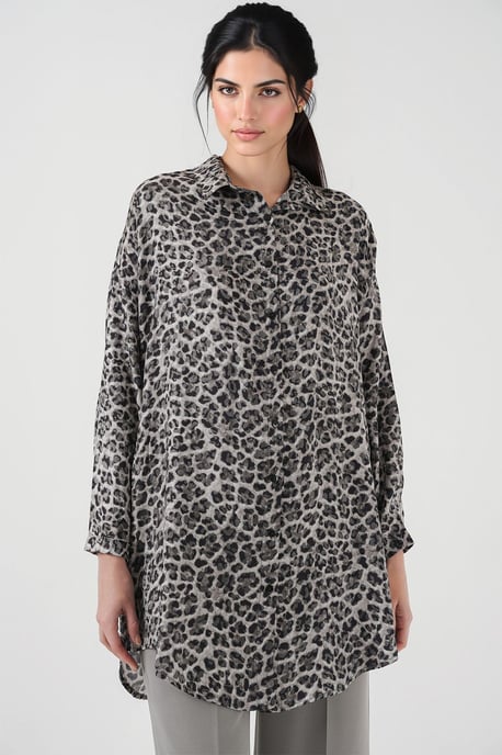 Leopardenmuster Langarm Button-Up Hemd - Image 4