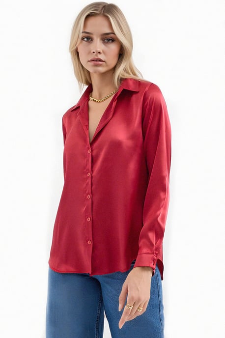 Satin Langarmhemd mit Knöpfen - Image 3
