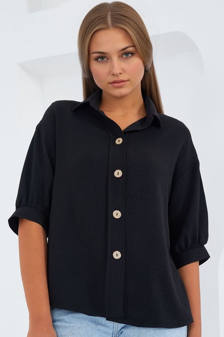 Übergroßes Crepe-Shirt mit Knopfverschluss - Image 1