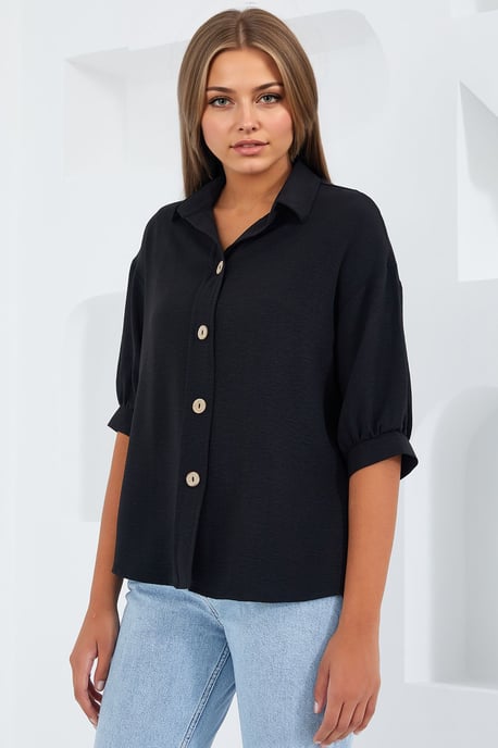 Übergroßes Crepe-Shirt mit Knopfverschluss - Image 2