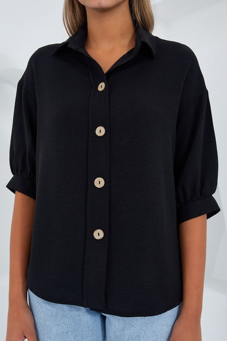 Übergroßes Crepe-Shirt mit Knopfverschluss - Image 4