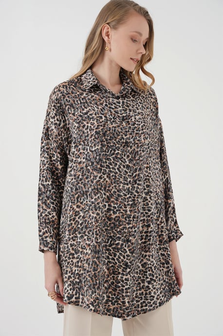Leopardenmuster Langarm Hemd mit Knopfleiste - Image 3