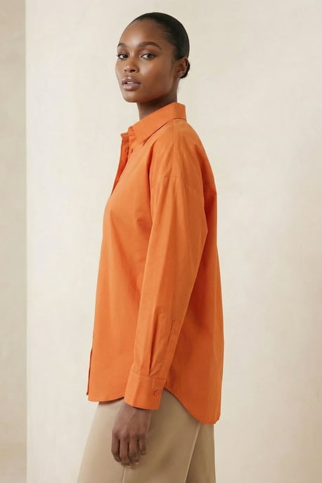 Übergroße Langarm-Popeline-Bluse mit Knopfverschluss - Image 3