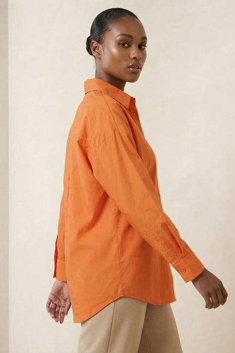 Übergroße Langarm-Popeline-Bluse mit Knopfverschluss - Image 4