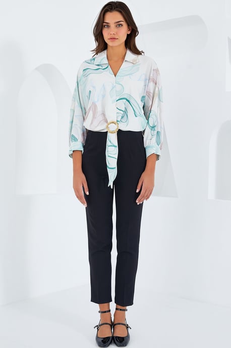 Bedrucktes Crop-Shirt mit Pompon-Detail - Image 2