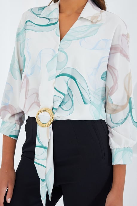 Bedrucktes Crop-Shirt mit Pompon-Detail - Image 4