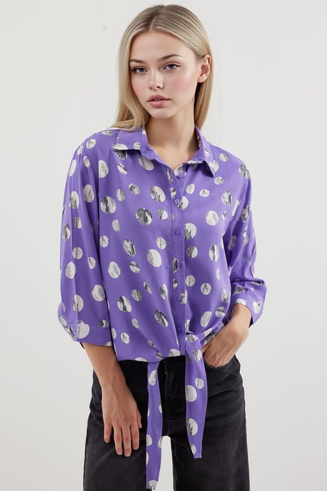 Bedruckte Viskosebluse mit Schleife - Image 1