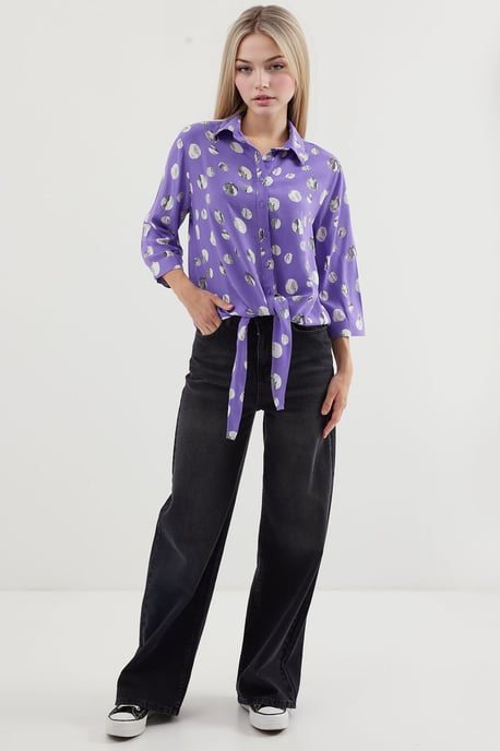 Bedruckte Viskosebluse mit Schleife - Image 2