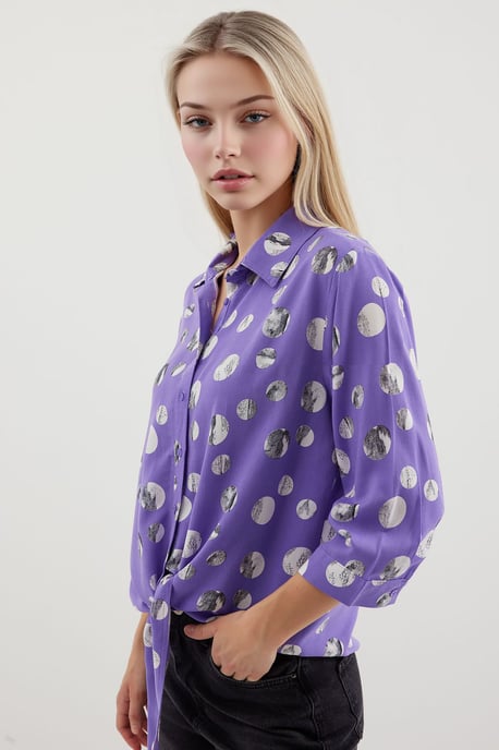 Bedruckte Viskosebluse mit Schleife - Image 3