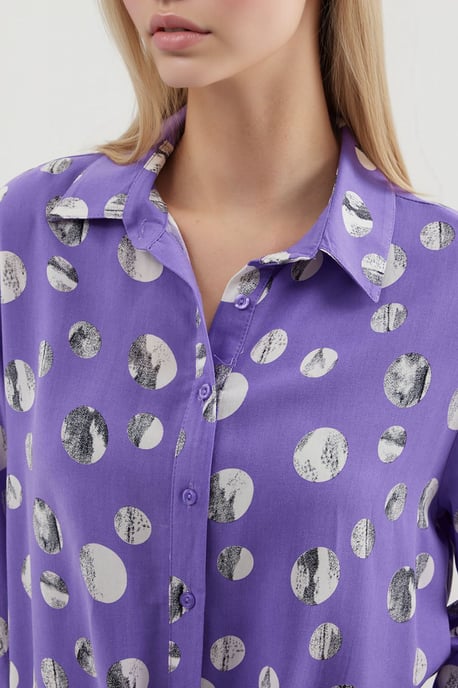 Bedruckte Viskosebluse mit Schleife - Image 4