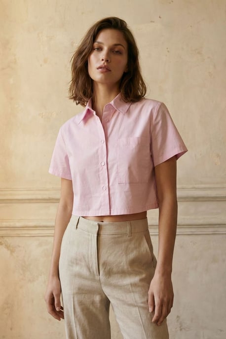 Knopf-Down Pocket Crop Shirt - Image 1